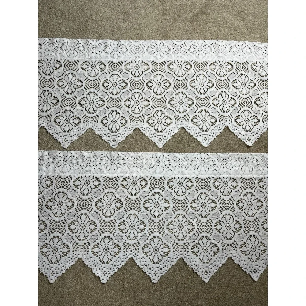 2 VTG Lace Curtain Valance White 58 X 15